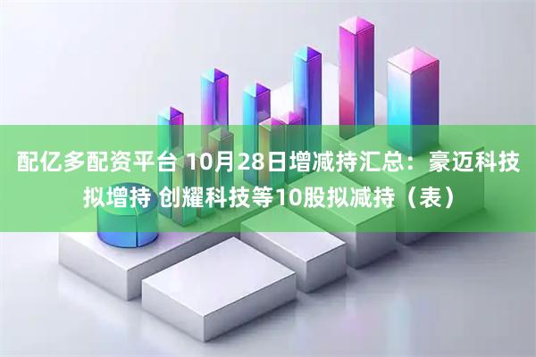 配亿多配资平台 10月28日增减持汇总:豪迈科技拟增持 创耀科技等10股拟减持(表)