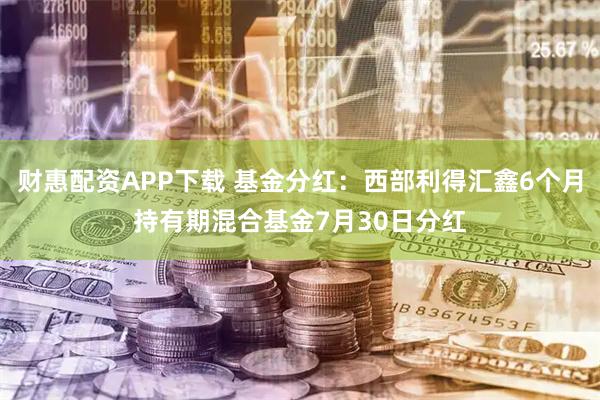 财惠配资APP下载 基金分红:西部利得汇鑫6个月持有期混合基金7月30日分红
